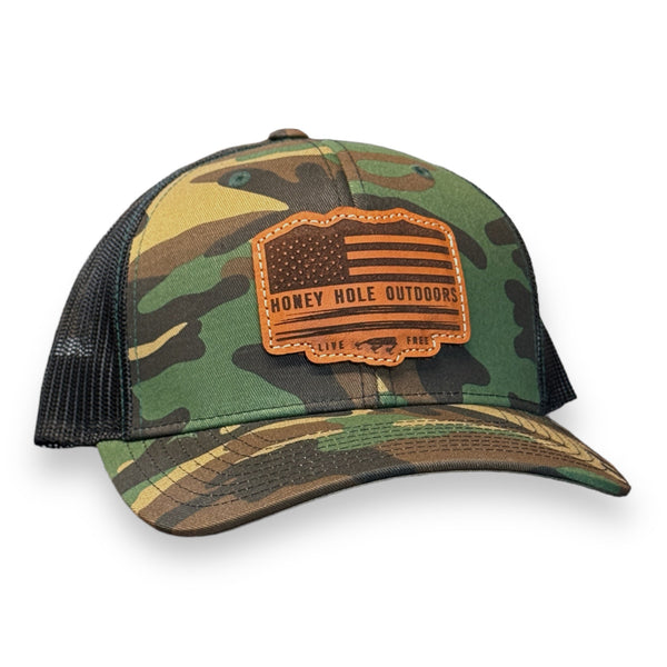 Snapback - Leather Flag Mountain